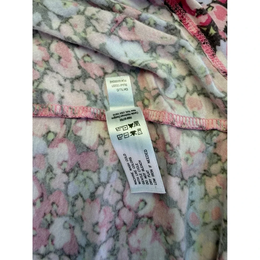 Midnight Carole Hochman Nightgown Medium Pink Floral Long Sleeve VNeck Sleepwear